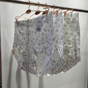 感情线8839女士中年加大码三角裤印花高腰纯棉简约抗菌碎花4条装