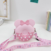 米妮硅胶零钱包包2024新款 儿童卡通米奇可爱甜甜圈单肩斜挎包小包