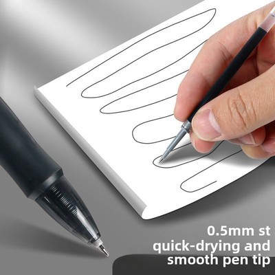 得力V77按动笔芯ST笔尖加强针管红黑色0.5速干顺滑考试中性笔替芯