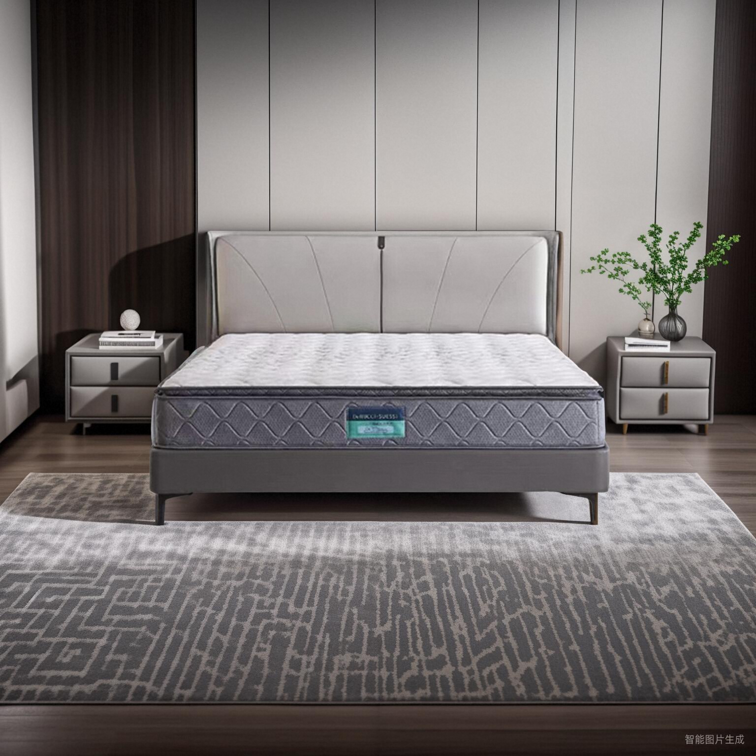 某思苏斯西雅图皮床意式高端轻奢真皮床主卧现代简约软床1.8米