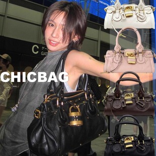 明星同款 通勤网红单肩手提包 中古帕丁顿包千禧复古做旧锁头包时尚