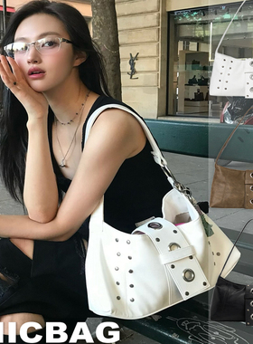 韩系小众设计腋下包y2k复古朋克铆钉单肩手提包女ins时尚通勤百搭