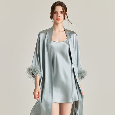 高级礼盒真丝单外袍晨袍520礼物