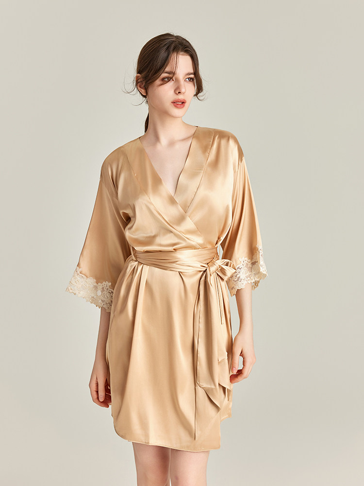 2024INS SPRING SUMMER LP GODDESS NOBLE SEXY SHORT ROBE NIGHTGOWN BATHROBE LOUNGEWEAR BRIDAL MORNING ROBE