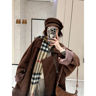 WANNANKE 尼斯周末 松弛腔调仿羊羔毛皮毛一体宽松外套
