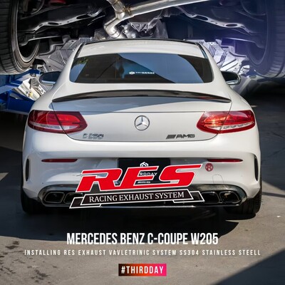 RES排气 适用于奔驰W205 C250改装头段中尾段阀门不锈钢排气管