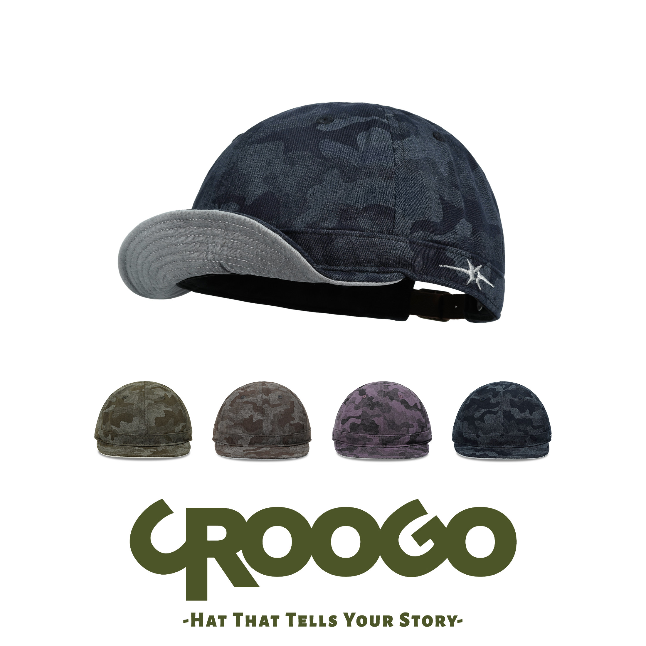 CROOGO复古迷彩防晒休闲嘻哈工装棒球帽跑步软檐登山显脸小棒球帽