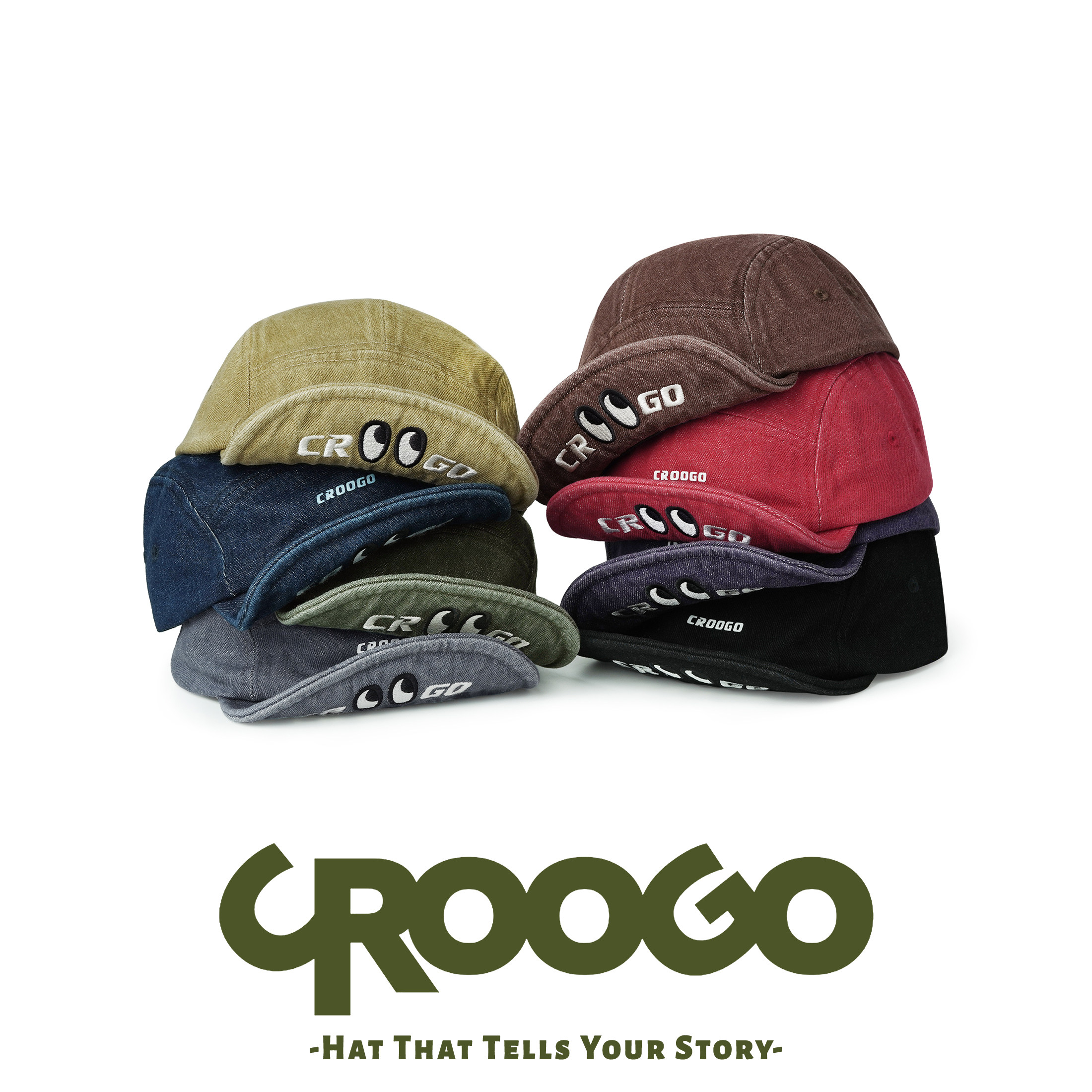 CROOGO原创可爱刺绣棒球帽软顶美式复古潮流红色短檐遮阳鸭舌帽女
