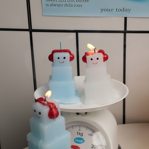 冰块耳机雪人香薰蜡烛礼盒