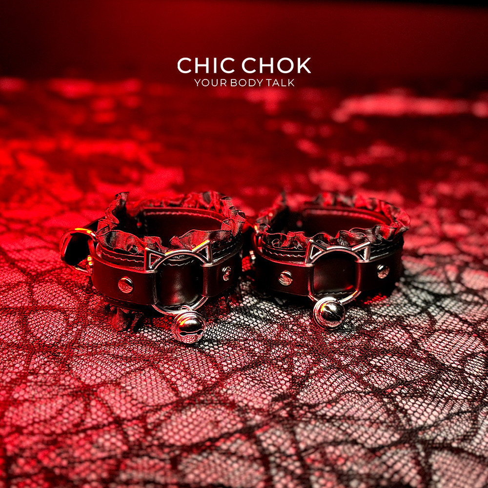 CHICCHOK猫咪蕾丝手环脚环腿环手链脚链腿饰品铃铛牛皮原创可爱风