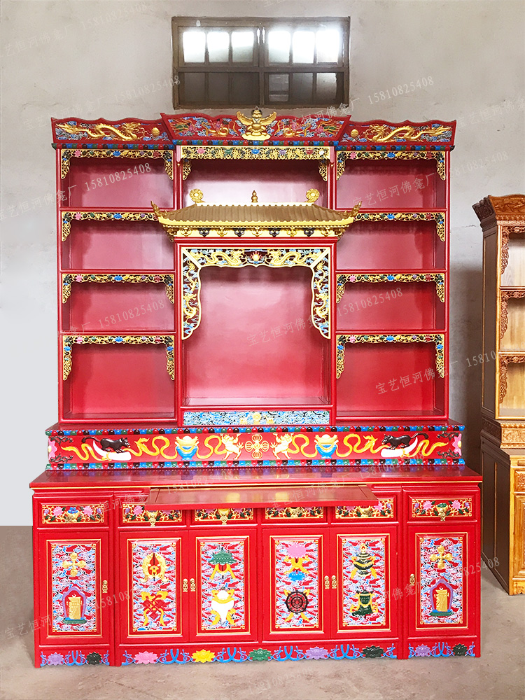 宝艺恒河佛龛实木彩绘藏式佛柜