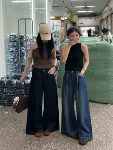 长裤 JEANS853 宽松阔腿裤 高腰显瘦直筒牛仔裤 MV.AOAO 欧货女秋新款