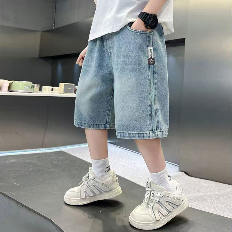 男童牛仔中裤夏季休闲百搭宽松直筒七分裤轻薄男童短裤五分潮帅气