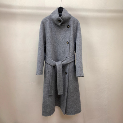 慵懒两穿立领单排扣简约通勤长款