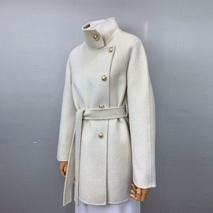 2025冬季新款加厚立领双面羊绒大衣女短款高级感千金风羊毛呢外套