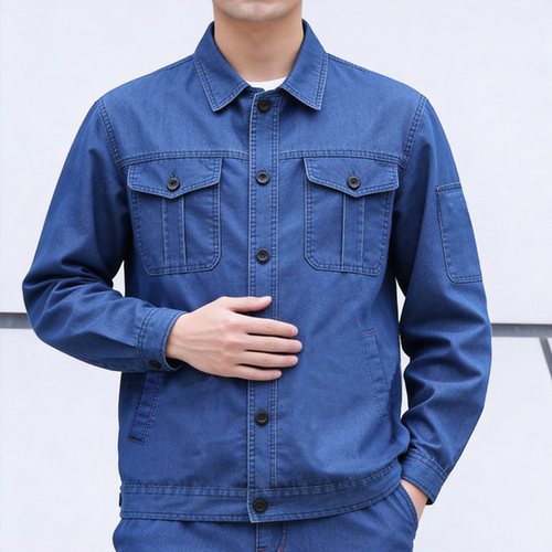 夏季薄款牛仔工作服套装劳保服焊工纯棉南方电网电工电焊夏装男装