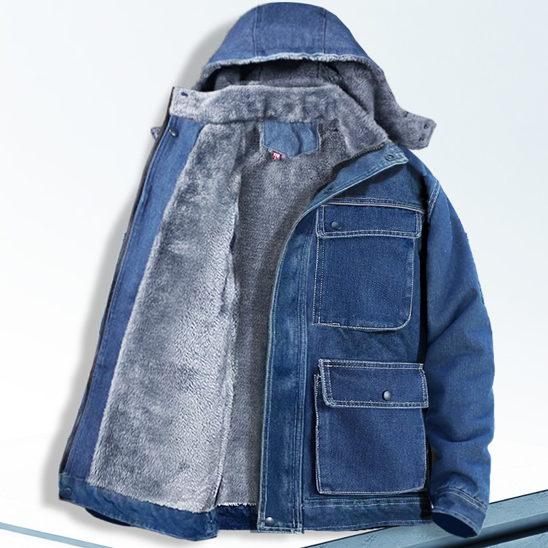 冬季加厚加绒牛仔电焊工作服