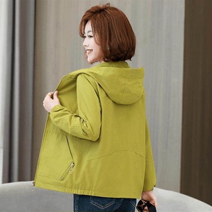 短外套上衣 洋气宽松韩版 鑫奇语休闲连帽夹克女士2025春秋新款 大码
