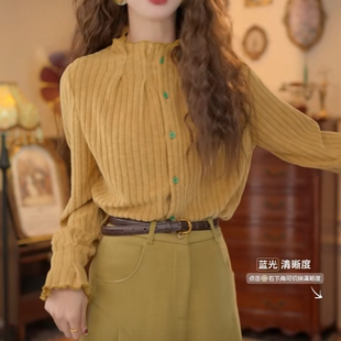 复古港风秋冬拼接长袖百搭上衣衬衫港风复古氛围感秋冬百搭上衣