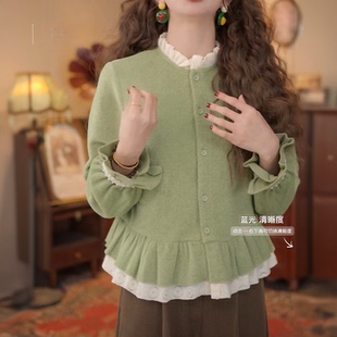 木耳领长袖衬衫女2025新款独特漂亮巨好看上衣秋冬港风复古花边