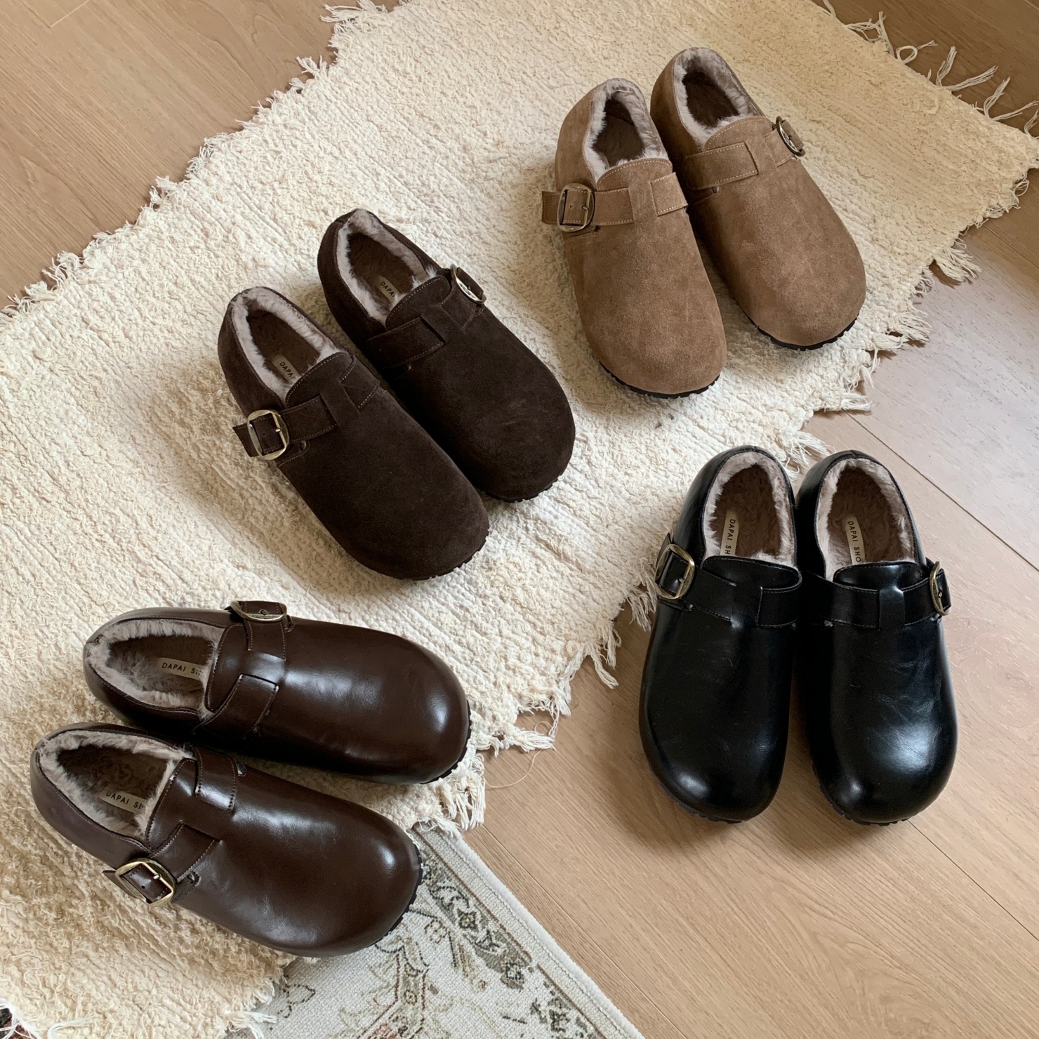 复古风厚底4CM内增高勃肯鞋