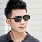 变色眼镜防紫外线驾驶钓鱼复古款 新款 偏光太阳镜男士 开车金属墨镜