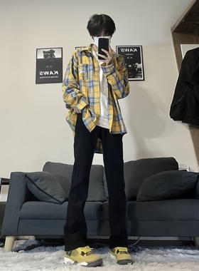 美式复古黑色cleanfit微喇牛仔裤男款春季百搭显高显瘦显腿长裤子