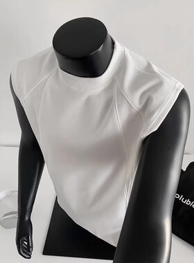 痞帅重磅抗皱小螺纹背心男夏季美式高街无袖T恤坎肩潮牌休闲运动