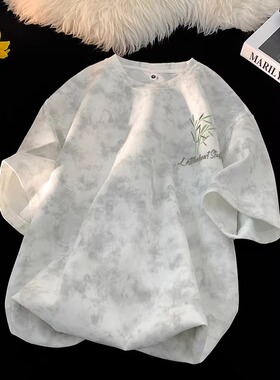 短袖男款爆款2026新款夏季美式潮牌t恤潮流扎染衣服宽松半袖上衣