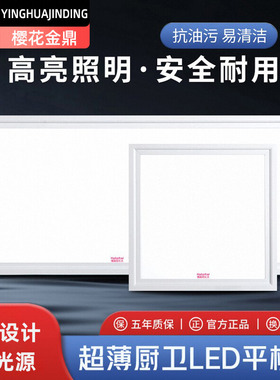 集成吊顶led灯 厨房卫生间灯铝扣板嵌入式30x30x60x300x600平板灯