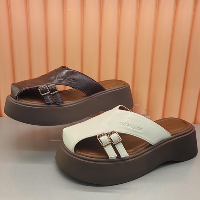 香香莉30535女鞋2025夏季新款时尚百搭舒适一字厚底包头女凉拖鞋