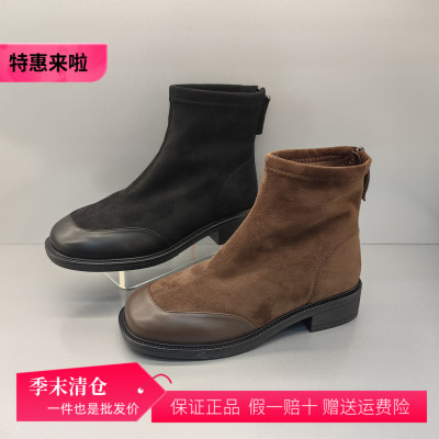 香香莉2024冬季M28370韩版短筒加绒低跟磨砂马丁靴休闲OL女棉靴子