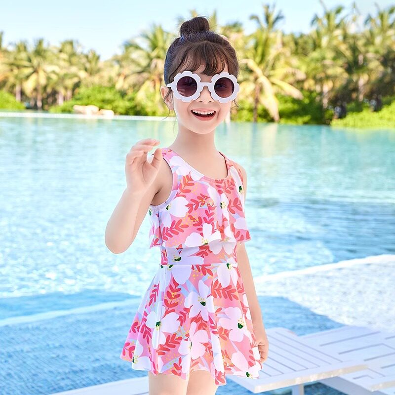 儿童泳衣女孩2026新款夏季女童连体小中童公主碎花游泳沙滩裙装备