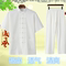 COTTON AND LINEN TANG SUIT MENS SUIT SUMMER SHORT-SLEEVED LINEN CHINESE HANFU TAI CHI SUIT TWO-PIECE SET MEDITATION MONK SUIT TEA SUIT