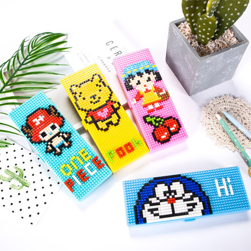 diy积木拼装文具盒小学生