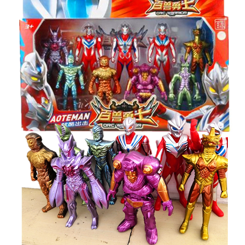 新款奥特超人加怪兽百原百兽勇士 3超人 6怪兽 4超人 3怪兽套装