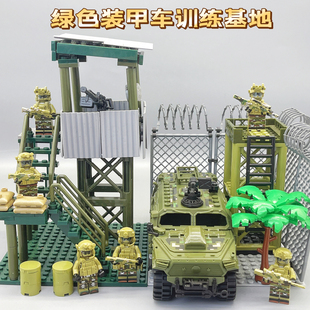 乐于高积木军事基地猛士装甲99式坦克车悍马装备特种兵拼装玩具