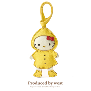 黄色挂饰真皮雨衣哈喽 kitty包包挂件女生礼物精致高级感小众可爱