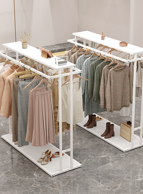 中岛架服装店展示架落地式店铺双排衣架中岛展示台中间裤子收纳架