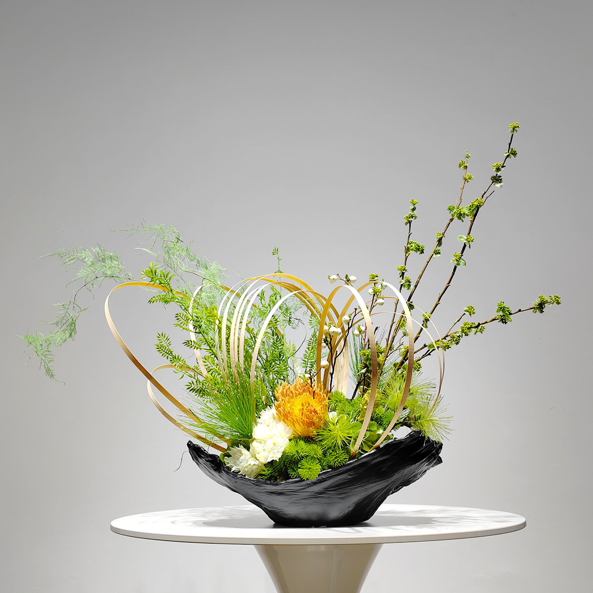 简约新中式酒店大堂整体花艺摆件样板房中山软装家居饰品仿真花艺