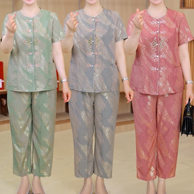 中老年人新中式套装老人衣服裤子