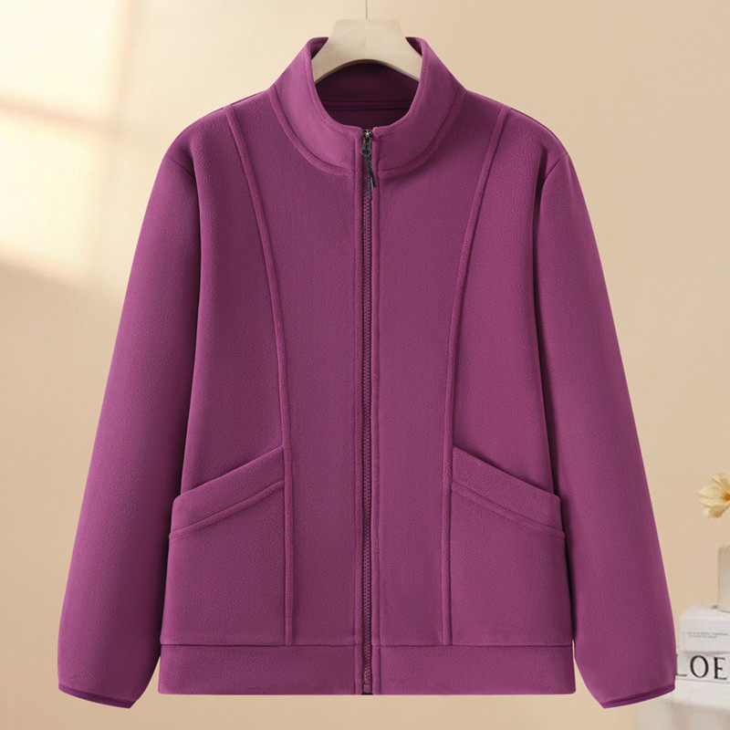 2026新款奥粒绒外套中老年人女装春秋抓绒卫衣妈妈春装摇粒绒夹克