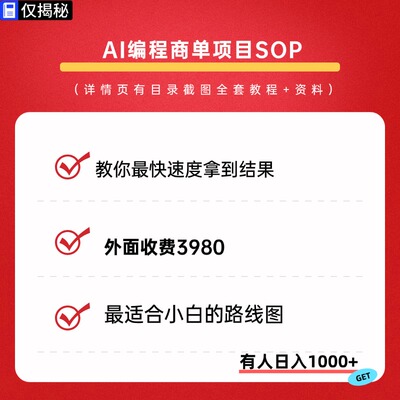 AI编程商单SOP直接变现快速掌握AI编程零基础轻松上手项目教程