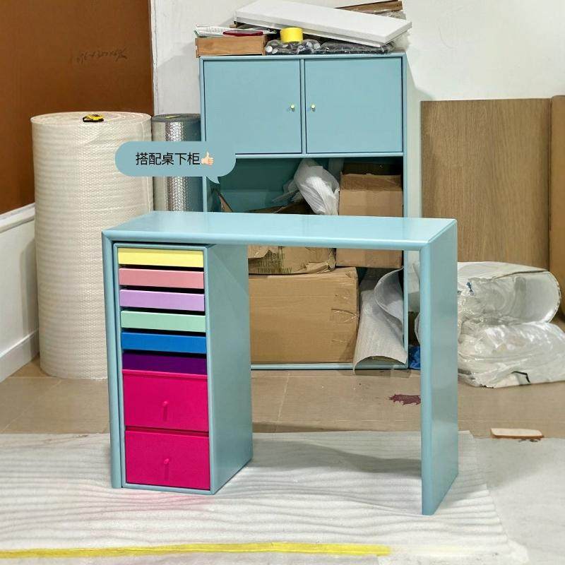 全实木烤漆多巴胺梳妆台斗柜一体