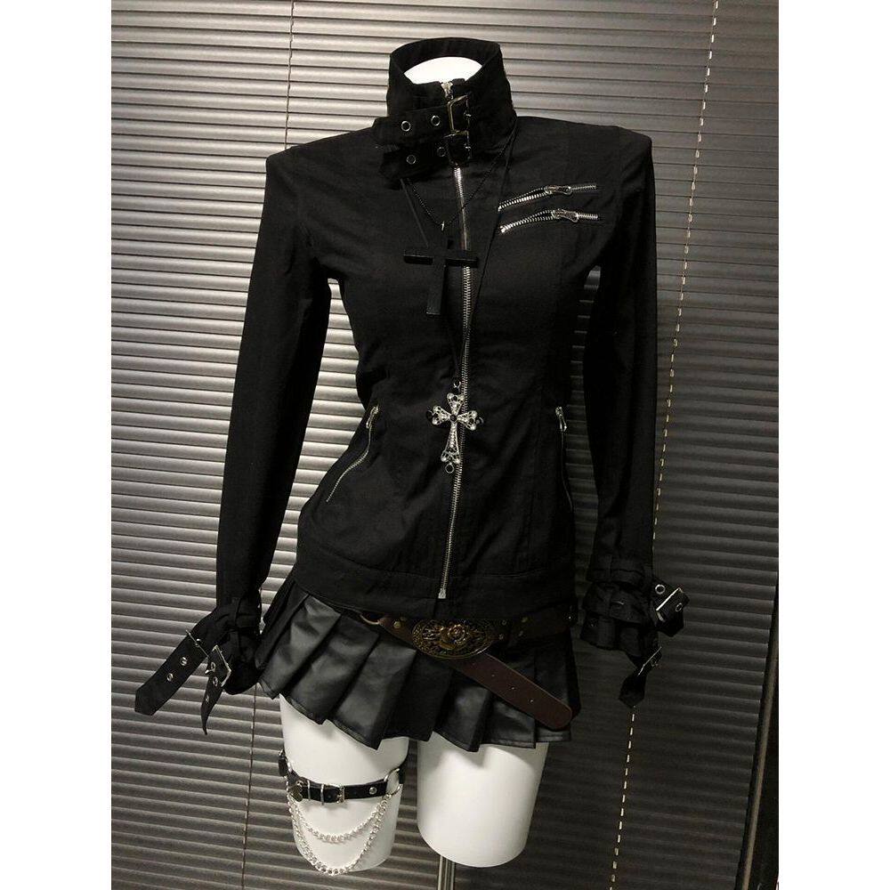 黑调机能 美式暗黑cla系机能风夹克外套设计感vintage显瘦短外套