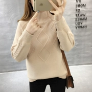 Phiên bản Hàn Quốc của kim dày da cừu khâu áo len mỏng dày cộng với nhung dài trùm đầu áo len cỡ lớn áo khoác nữ