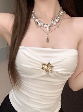 法式多层仿珍珠choker项链女2026新款高级感气质锁骨链晚礼服配饰