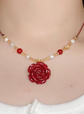 天然朱砂项链女紫金砂吊坠女款甜美本命年不掉色女饰品