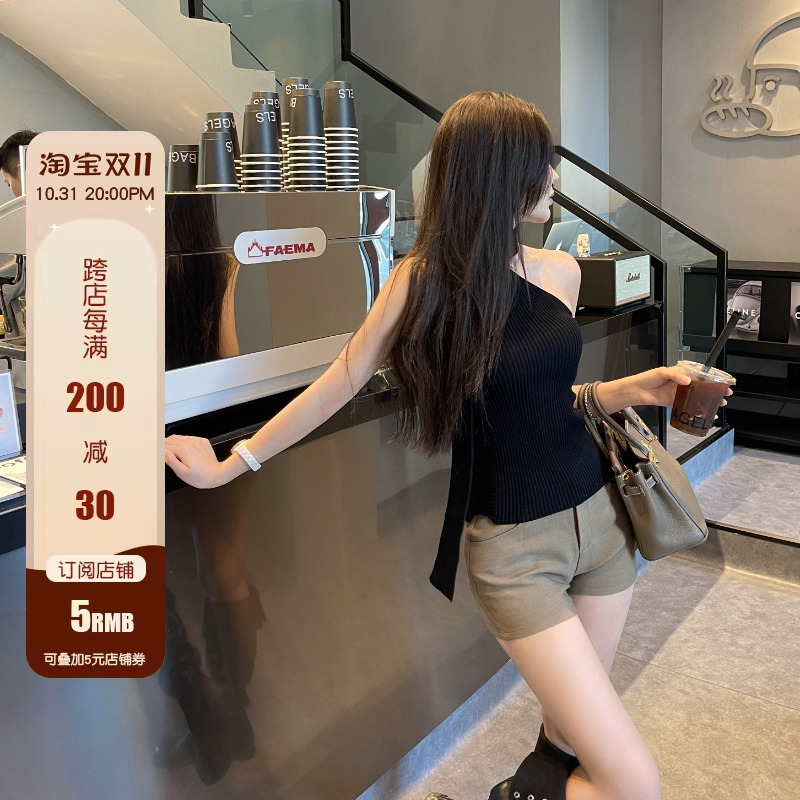 OKMA 休闲西装短裤女冬美拉德穿搭高级感气质性感修身低腰A字裤子