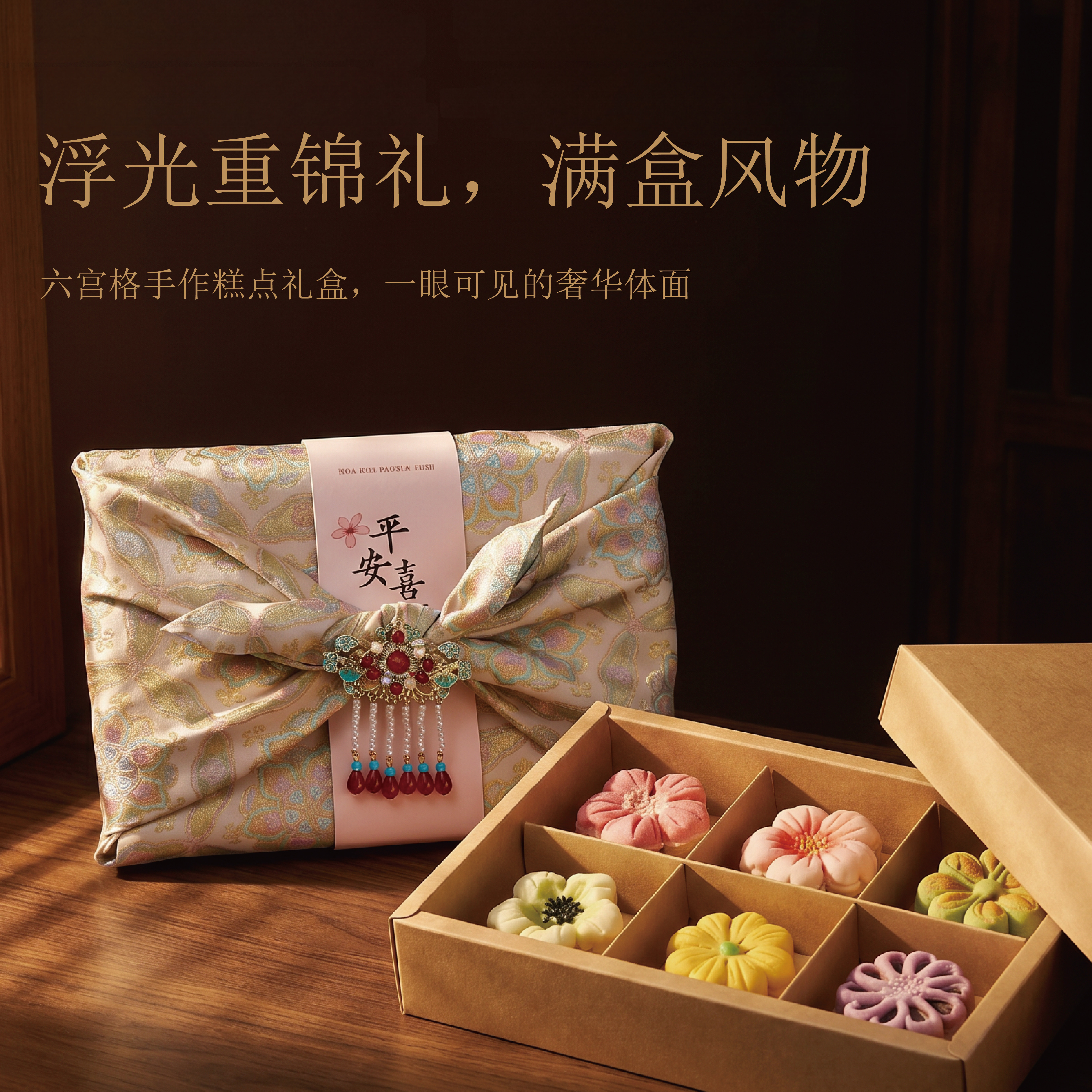 中式传统手作绿豆糕花生梨花荷花酥点心苏州特产下午茶歇长辈送礼